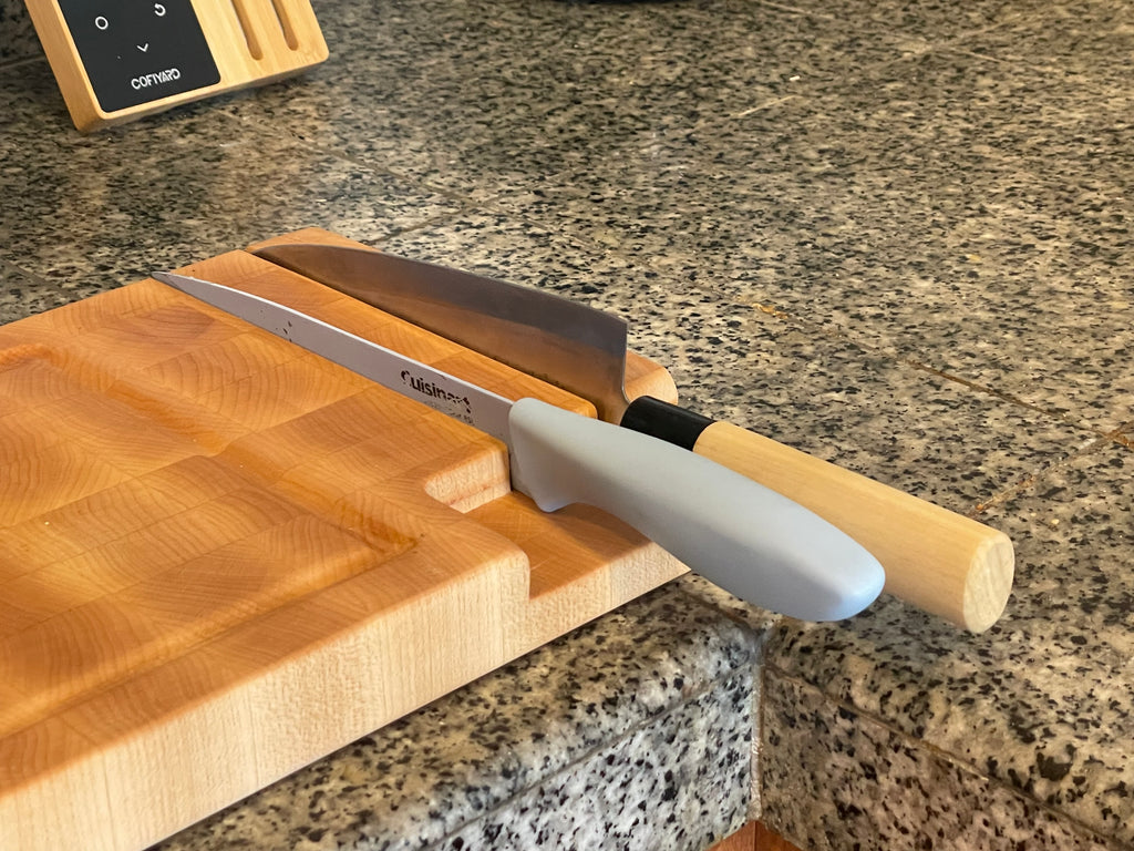 End Grain Cutting Board with Built-In Knife Storage