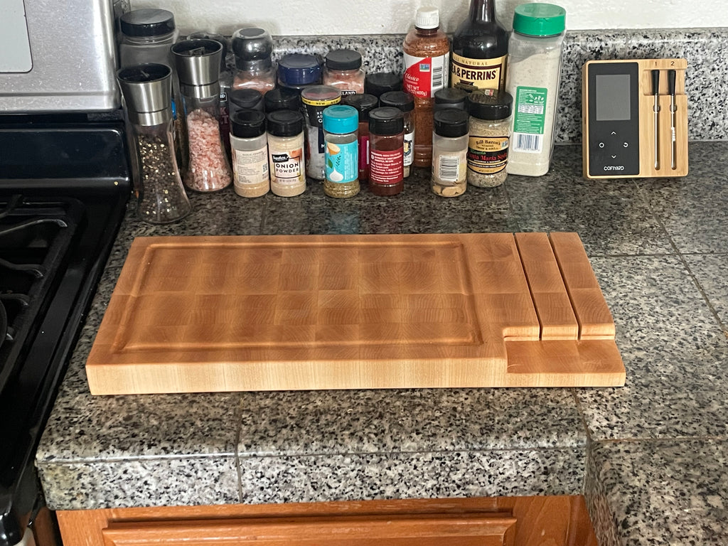 End Grain Cutting Board with Built-In Knife Storage